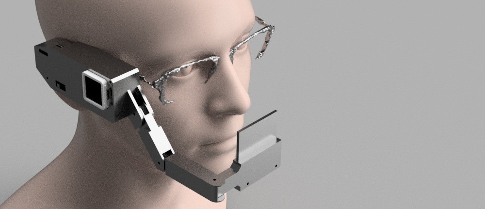 M5 Scouter: a clip-on AR unit mounted on a pair of glasses (3D render)