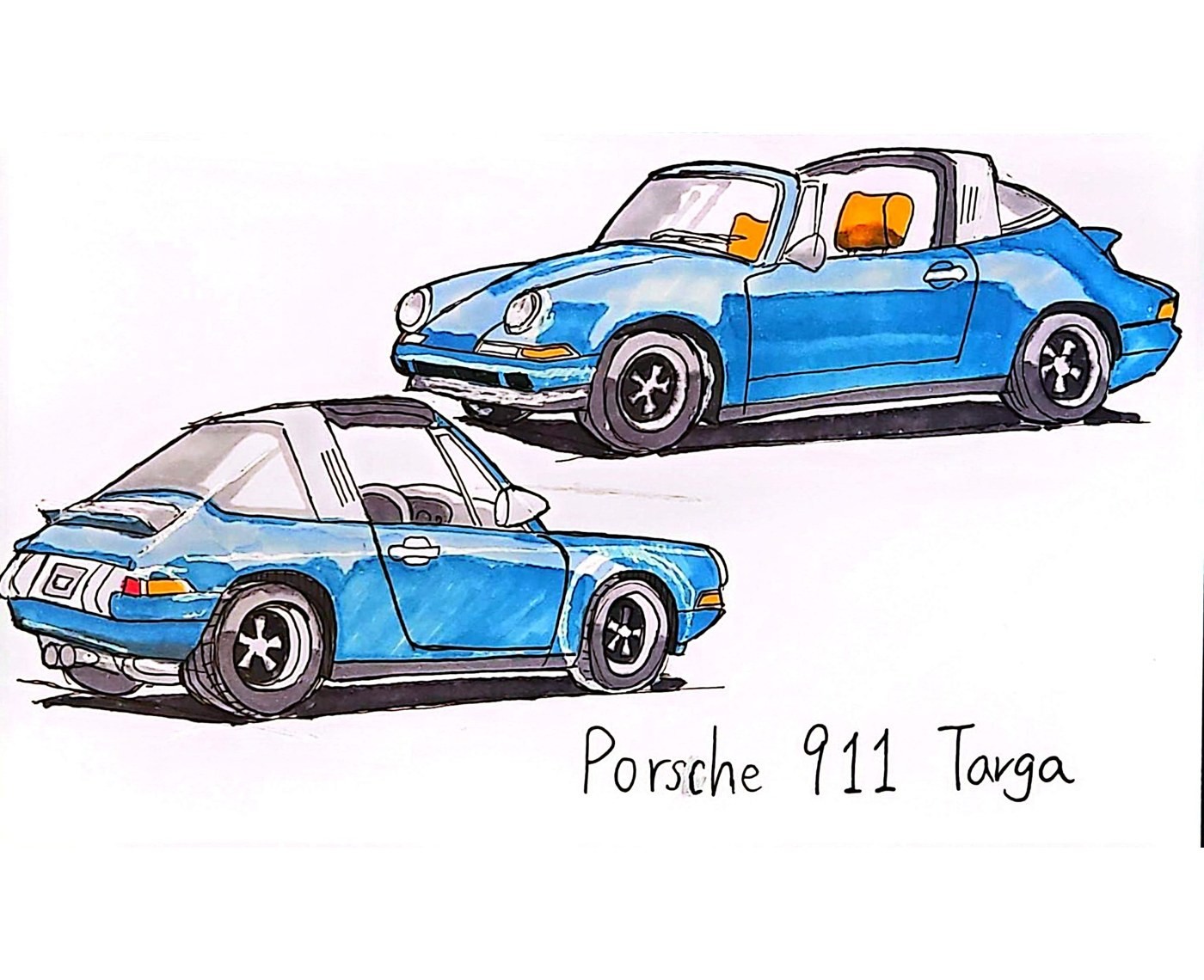 Marker sketch of a Porsche 911 Targa
