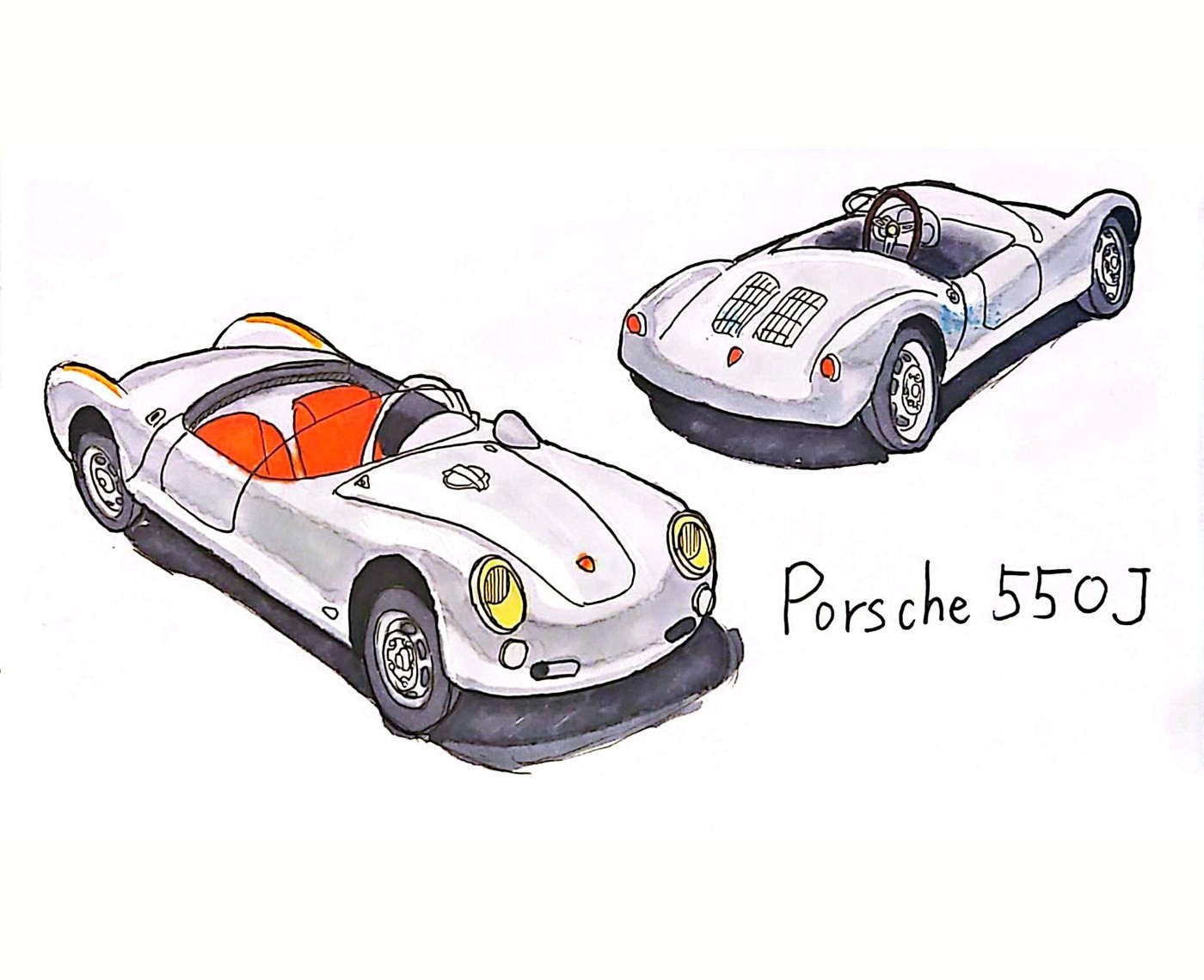 Marker sketch of a Porsche 550